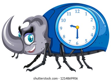 Una ilustración de plantilla de reloj de escarabajo