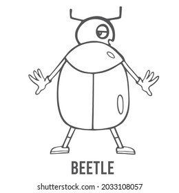 Beetle Coloring page for preschool children. Learn numbers for kindergartens and schools. Educational game.
