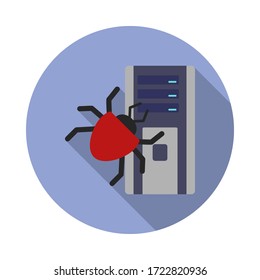 beetle and computer long shadow icon. Simple color vector of virus and antivirus icons for ui and ux, website or mobile application
