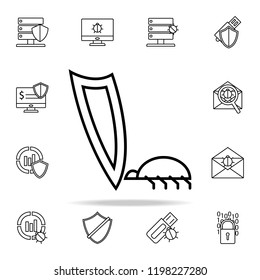 the beetle crawls to the shield icon. Virus antivirus icons universal set for web and mobile
