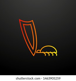 The beetle crawls to the shield nolan icon. Elements of virus antivirus set. Simple icon for websites, web design, mobile app, info graphics