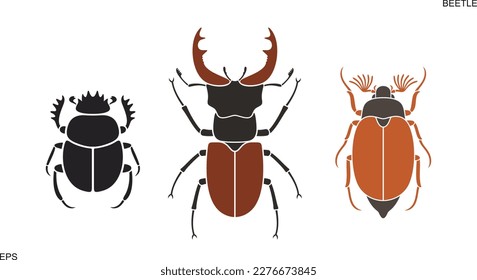 Beetle deer logo. Hercules beetle