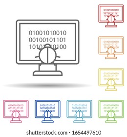 Beetle in the digital space in multi color style icon. Simple thin line, outline vector of virus antivirus icons for ui and ux, website or mobile application