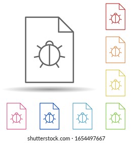 Beetle in the document in multi color style icon. Simple thin line, outline vector of virus antivirus icons for ui and ux, website or mobile application