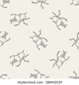 beetle doodle seamless pattern background