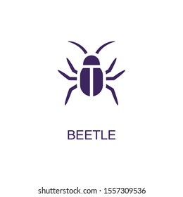 Beetle element in flat simple style on white background. Beetle icon, with text name concept template