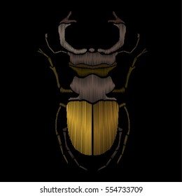 Beetle embroidery. Insect embroidery. Vector decorative element for embroidery, patches and stickers.