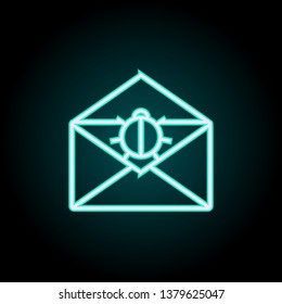 beetle in an envelope neon icon. Elements of Virus, antivirus set. Simple icon for websites, web design, mobile app, info graphics