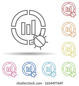 Escarabajo en términos financieros en un icono de estilo multicolor. Línea delgada simple, contorno vectorial de iconos antivirus para ui y ux, sitio web o aplicación móvil