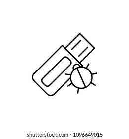 beetle in flash card icon. Element of cyber security icon for mobile concept and web apps. Thin line beetle in flash card icon can be used for web and mobile on white background