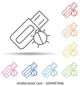 Beetle in flash card in multi color style icon. Simple thin line, outline vector of virus antivirus icons for ui and ux, website or mobile application