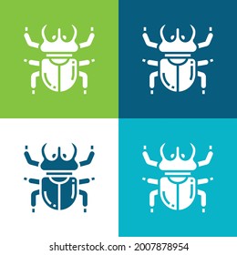 Escarabajo Plano cuatro colores conjunto de iconos mínimo