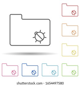 Beetle in a folder in multi color style icon. Simple thin line, outline vector of virus antivirus icons for ui and ux, website or mobile application