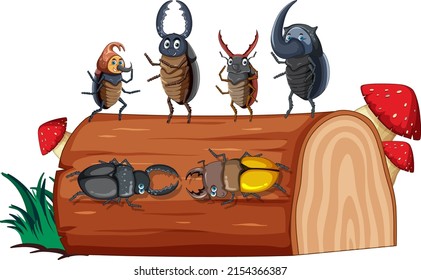 Beetle friends in white background illustration