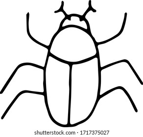 beetle hand drawn in doodle style. element scandinavian monochrome minimalism simple vector element. insect, bug summer. design card, sticker, poster icon