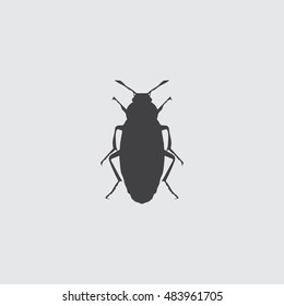 Beetle icon in a flat design in black color. Vector illustration eps10