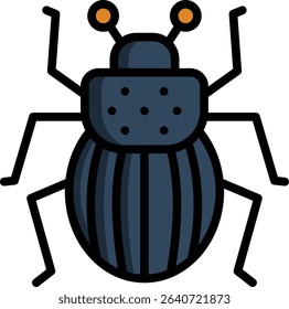 beetle icon illustration design with filled outline, this is not made from any AI generation