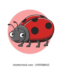 Beetle Icon Kids Drawing Cartoon. Bug Insect Mascot Vector Illustration. Ladybug Animal Cute Character
