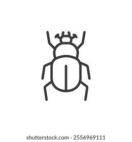 Beetle, icon in line design. Beetle, insect, bug, wings, shell, legs, carapace on white background vector. Beetle, editable stroke icon