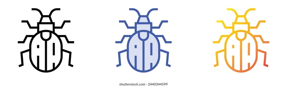 beetle icon. Linear, Blue Fill and Gradient Style Design Isolated On White Background