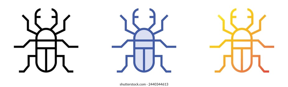 beetle icon. Linear, Blue Fill and Gradient Style Design Isolated On White Background