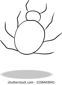 Beetle icon on white background, hand drawing. Flat design. Illustration insect, contour of symbol black