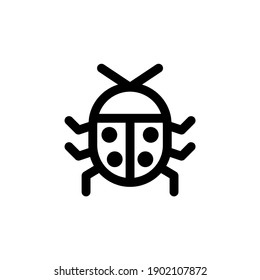 Icono de escarabajo con estilo de contorno. Icono perfecto de píxeles. Vector