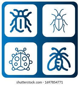 beetle icon set. Collection of Beetle, Cockroach, Ladybug, Moth icons