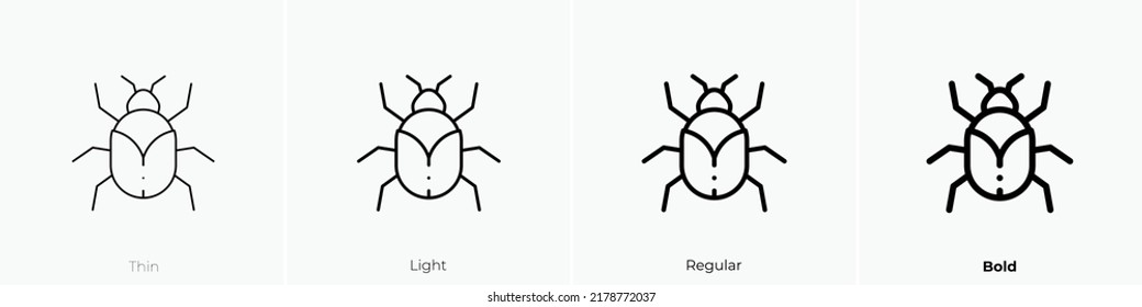 beetle icon. Thin, Light Regular And Bold style design isolated on white background