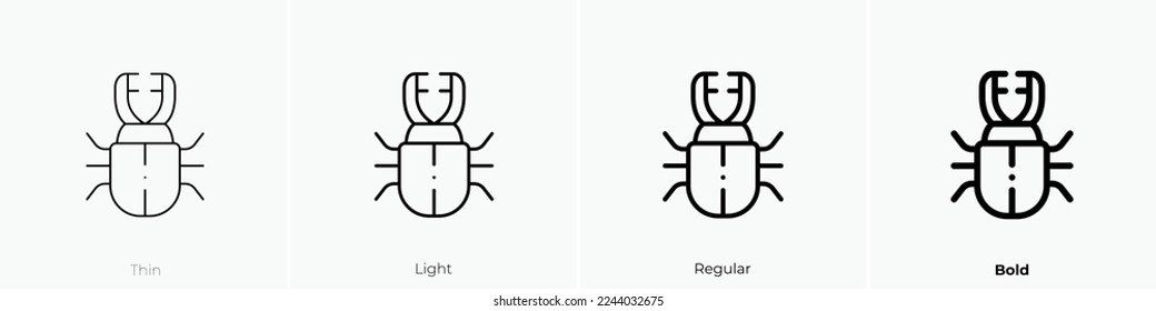 beetle icon. Thin, Light Regular And Bold style design isolated on white background