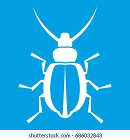 Beetle icon white isolated on blue background vector illustration
