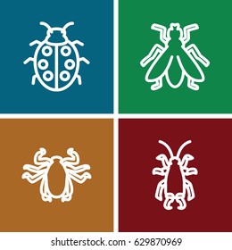 Beetle icons set. set of 4 beetle outline icons such as beetle, fly