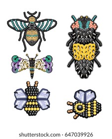 beetle illustration with sequin