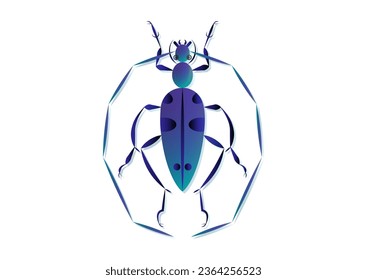 Beetle Insect With Giant Antennae Vector Art. Gnoma Zonalis Weird Insects