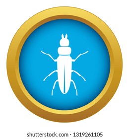 Beetle insect icon blue vector isolated on white background for any design