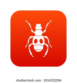 Beetle insect icon digital red for any design isolated on white vector illustration