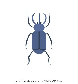 beetle insect icon over white background, flat style, vector illustration