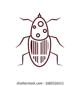 Käfer-Insektensymbol auf weißem Hintergrund, Linienstil, Vektorillustration