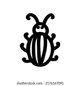 Beetle, insect, ladybug flat line art illustration in doodle style. Cute ladybug. Insect icon.