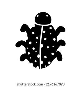 Beetle, insect, ladybug flat line art illustration in doodle style. Cute ladybug. Insect icon.