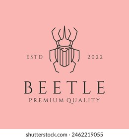 beetle insect line art logo vector symbol illustration design.