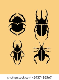 beetle insect polygonal silhouette logo vector collection clip art element symbol sticker ink editable