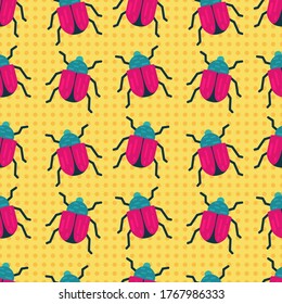 beetle insect seamless pattern vector illustration 