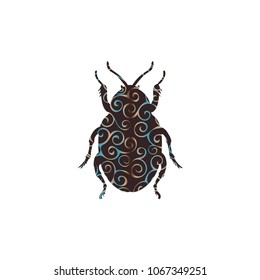 Beetle insect spiral pattern color silhouette animal.