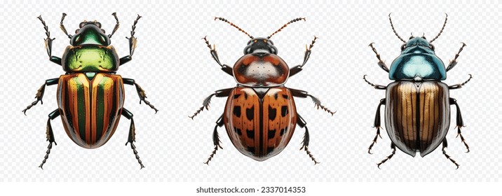 Beetle insect vector set isolated on white