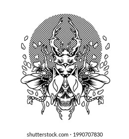 The Beetle Kitsune Japan Silhouette Illustration for your business or merchandise