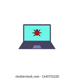 beetle in laptop icon. Element of cyber security icon for mobile concept and web apps. Colored beetle in laptop icon can be used for web and mobile