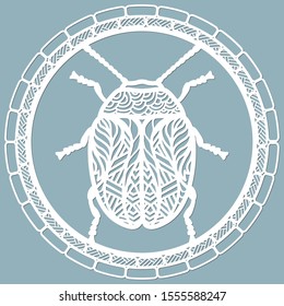 beetle a leaf beetle paper. Laser cut. Set template for laser cutting and Plotter. Vector illustration. Pattern for the laser cut, plotter and screen printing.