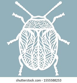 beetle a leaf beetle paper. Laser cut. Set template for laser cutting and Plotter. Vector illustration. Pattern for the laser cut, plotter and screen printing.