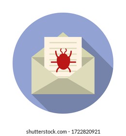 beetle in a letter long shadow icon. Simple color vector of virus and antivirus icons for ui and ux, website or mobile application